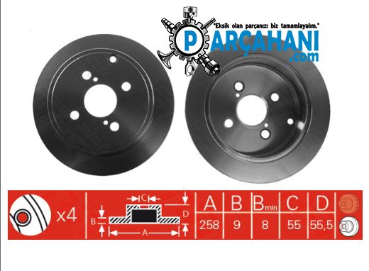 TOYOTA COROLLA FREN DİSKİ ARKA 2002 - 2007